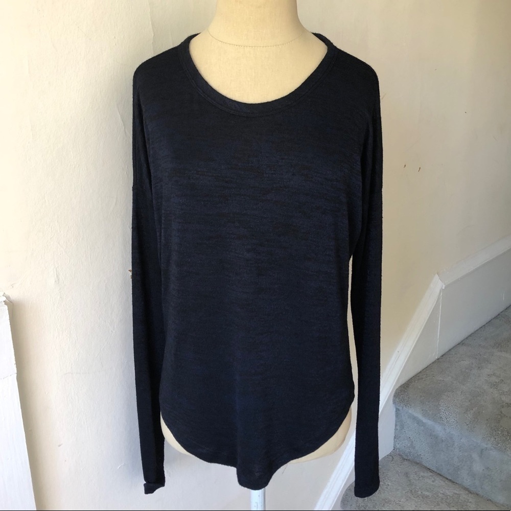 Rag & Bone/JEAN Womens Blue Black Mélange Stretch-Jersey Top EUC Size XXS